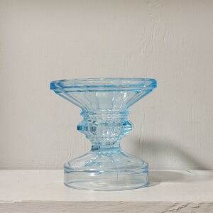 Vintage Blue Glass Candle Holder